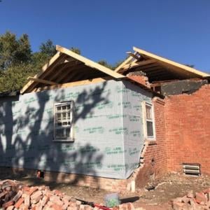 Repairs to tornado-damaged building