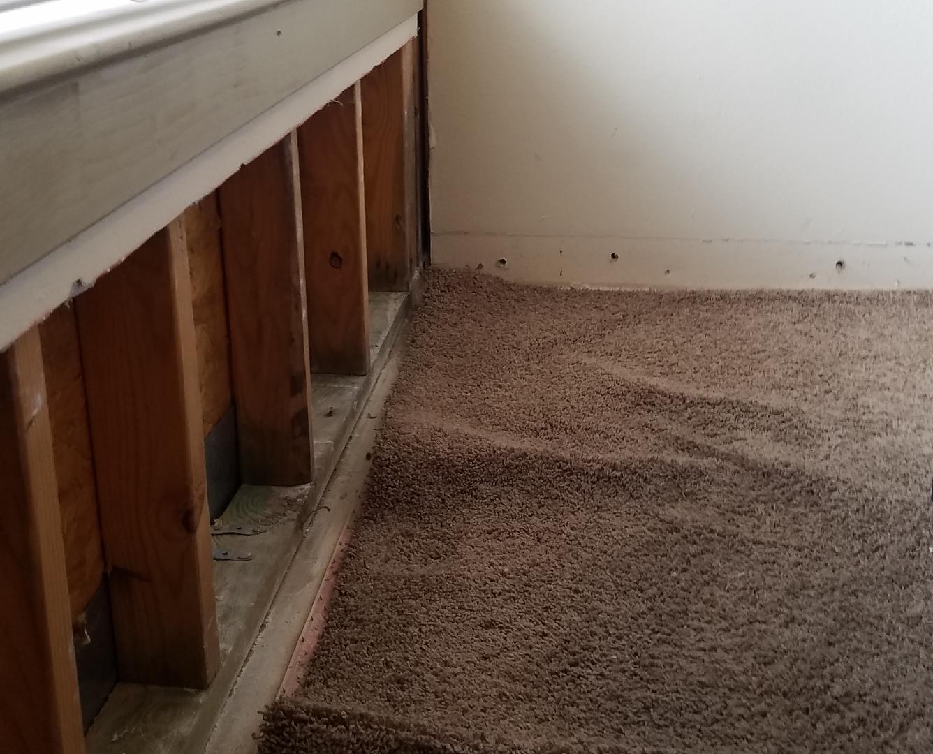 Floor of student housing building following deep freeze pipe burst 