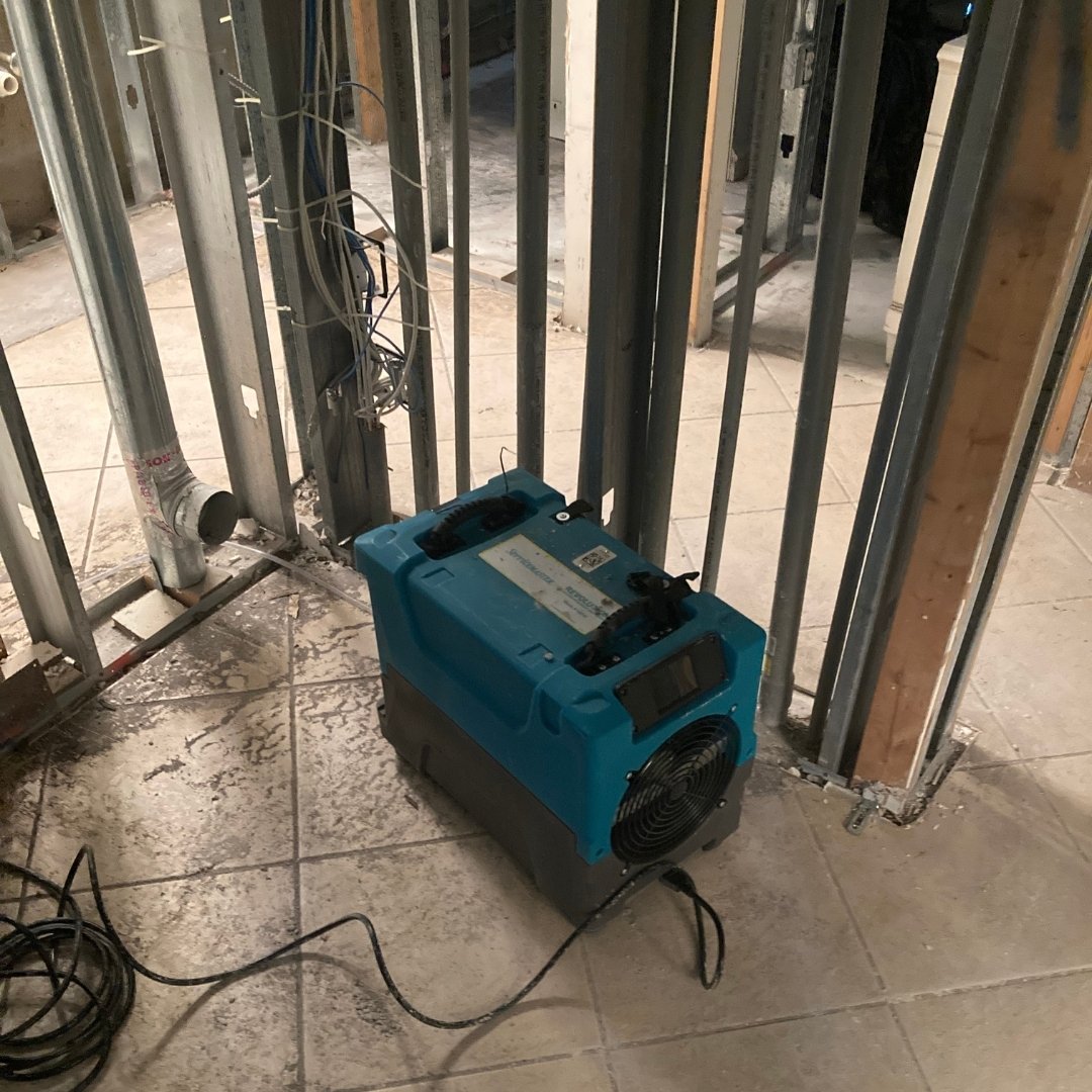 Image of dehumidifier used in the process of reconstruction services being provided by CRC 