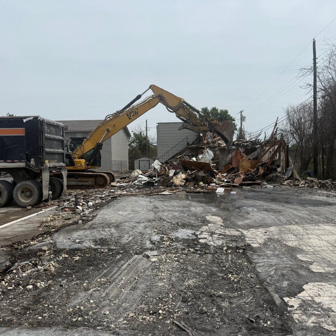 Image of equipment used during demolition at property fire in texas