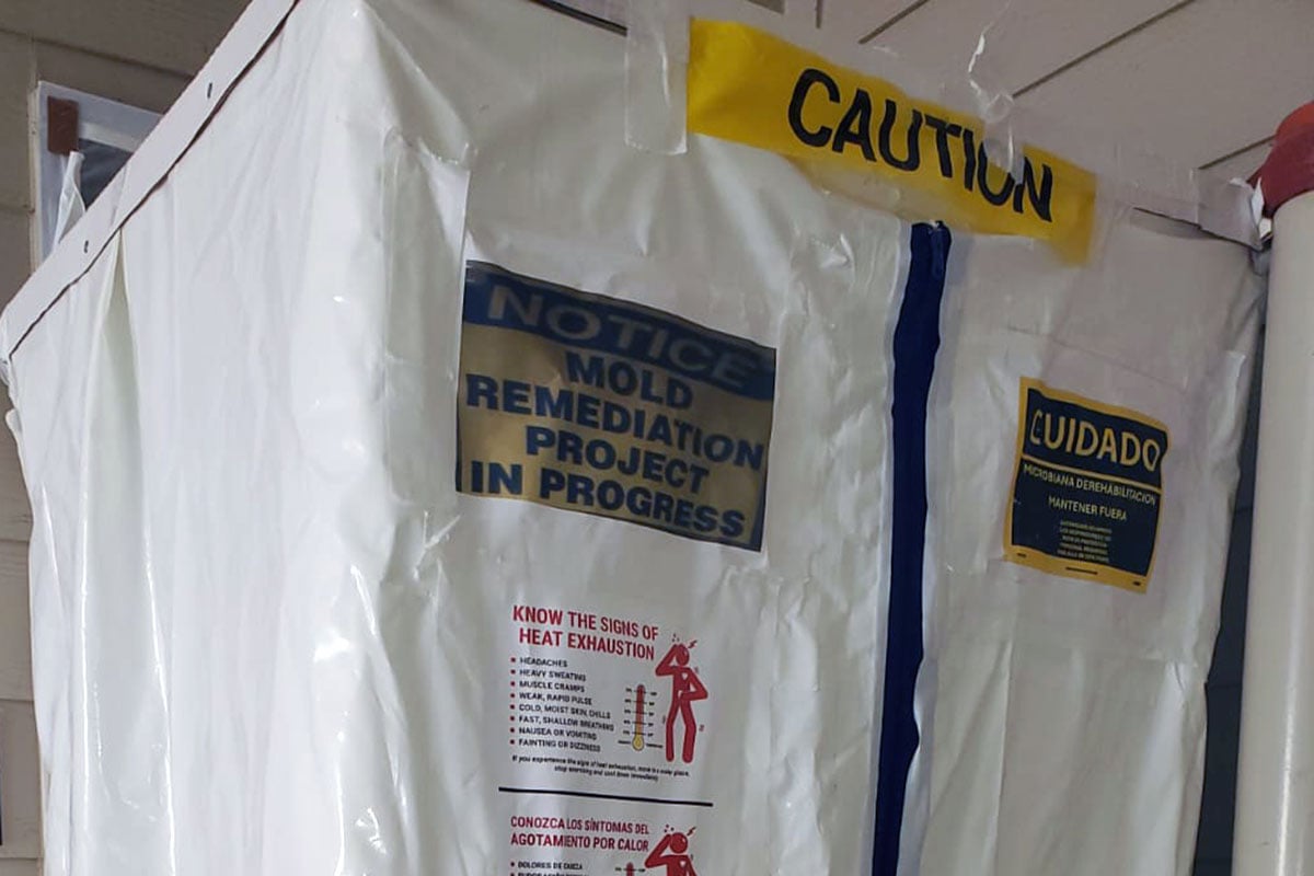 Mold containment in apartment building.