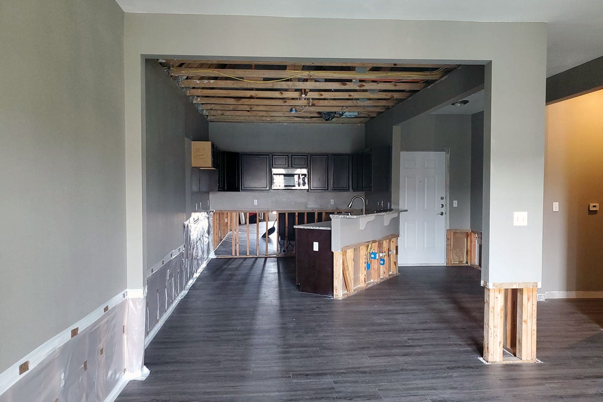 Mold remediation in apartment kitchen.