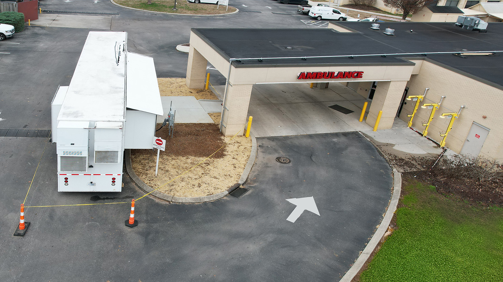Emergency room entrance during construction