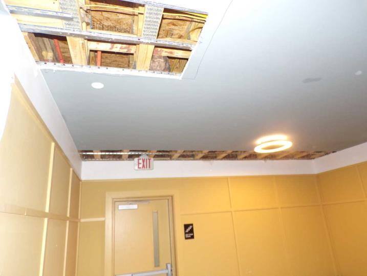 Student Housing Water Damage Reconstruction initial inspection of ceiling damages