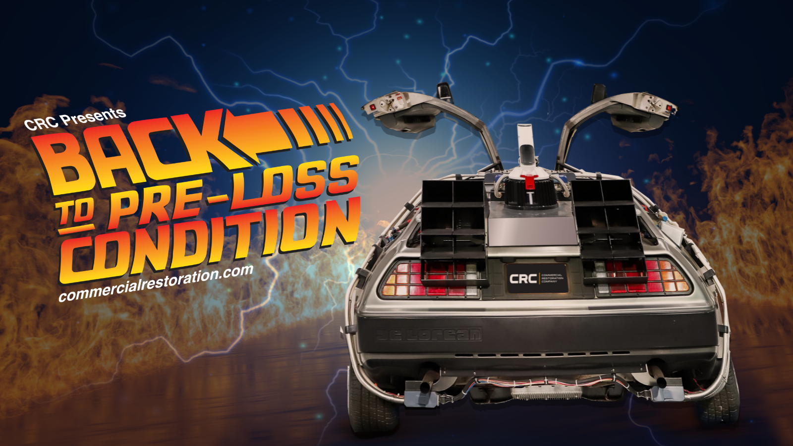 DeLorean Time Machine featuring CRC's campaign slogan: