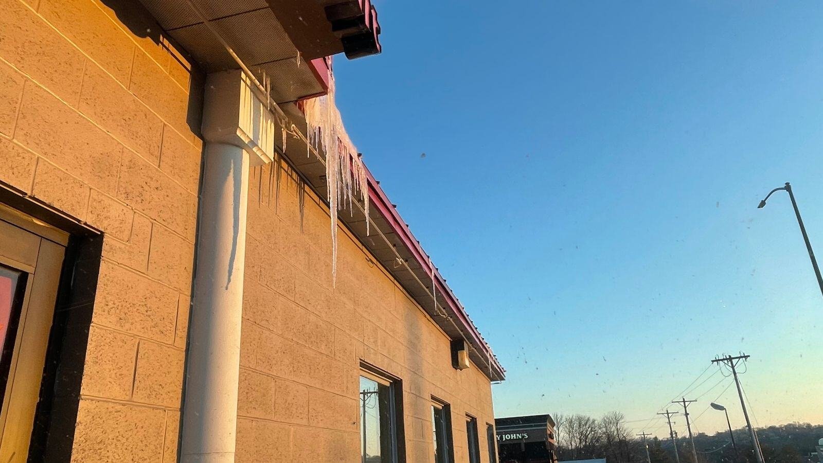 Image featuring melting icicles to highlight the dangers of spring thaw for commercial properties