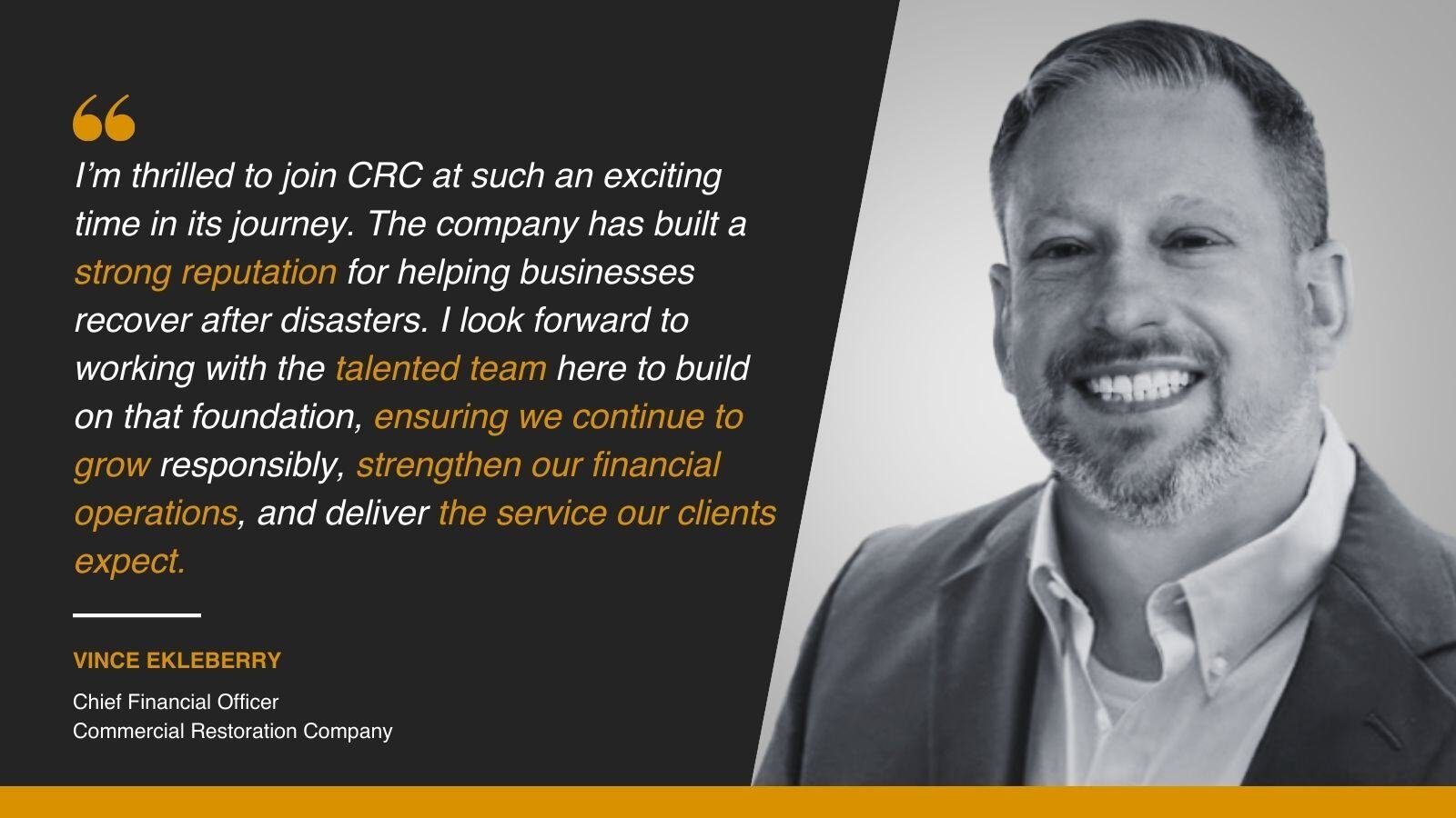 CRC Welcomes Vince Ekleberry as CFO.