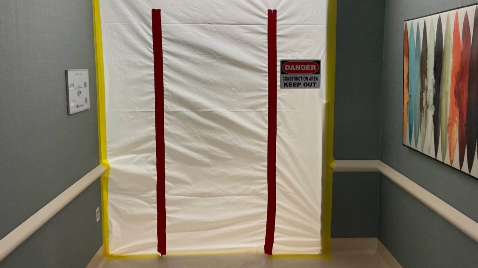 Construction entrance in hospital