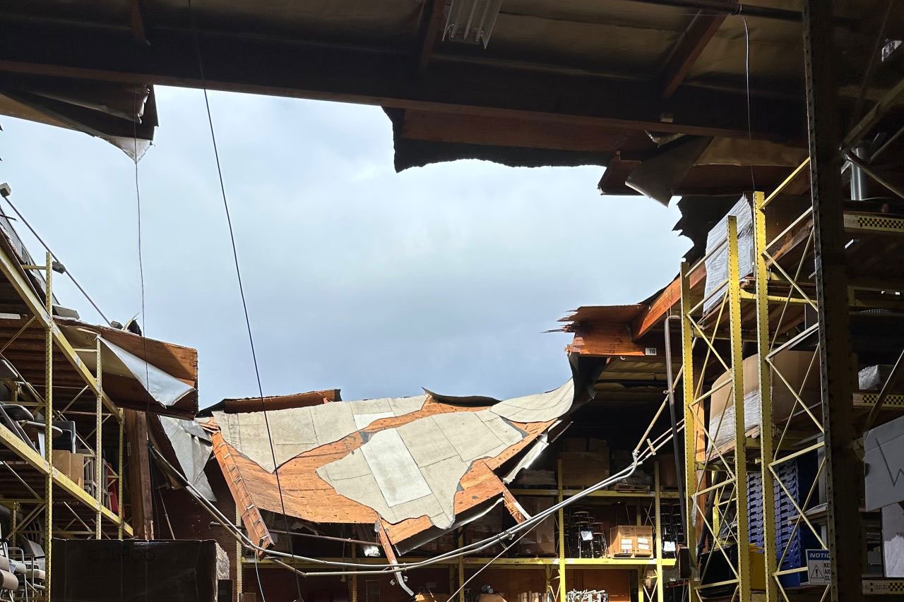 Warehouse roof damage.