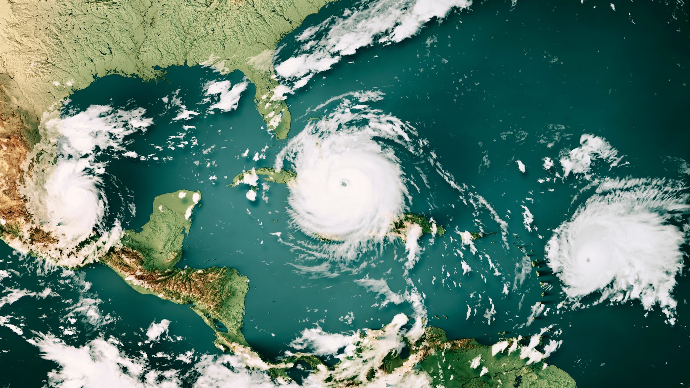 Three Major Hurricanes on a single day: Hurricane Katia, Hurricane Irma and Hurricane Jose (from left to right).